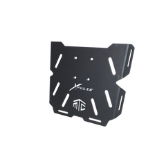 MotoCare CNC carrier plate installed on Hero Xpulse motorcycle rear rack for secure luggage mounting during touring rides