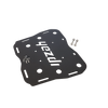 MotoCare CNC carrier plate mounted on Yezdi Adventure motorcycle rear showing heavy duty luggage support and secure mounting system