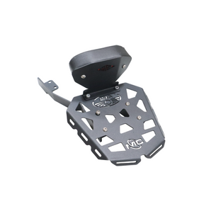 MotoCare CNC carrier with backrest installed on Jawa 42 FJ motorcycle