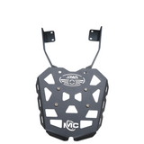 MotoCare CNC rear carrier plate installed on Jawa 42 FJ motorcycle for luggage support and protection