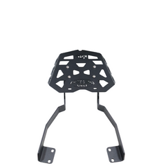 MotoCare CNC rear carrier plate installed on Jawa 42 FJ motorcycle for luggage support and protection