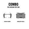 Legundary Custom Raptor Crash Guard Upper Lower Set Black with Vector Radiator Grill Black for TVS Apache RTX 300