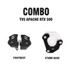 Legundary Custom Combo for TVS Apache RTX 300 Bolster Pillion Footrest Genesis Side Stand Base Black Silver