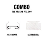 Legundary Custom Raptor Crash Guard Upper Lower Set with Vector Radiator Grill for TVS Apache RTX 300 Silver