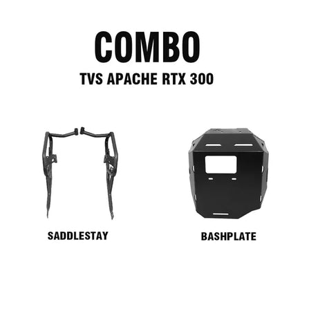 Legundary Custom Aviator Saddle Stay with Vambrace Bash Plate Black for TVS Apache RTX 300 Touring Combo
