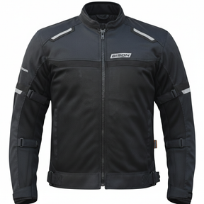 Bison ProGear COMET Black Black motorcycle riding jacket front view

