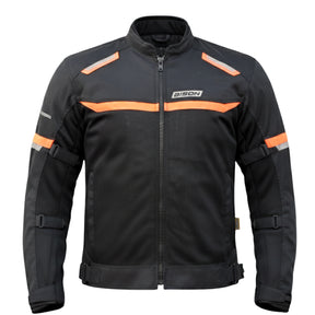 Bison ProGear COMET black orange motorcycle riding jacket front view