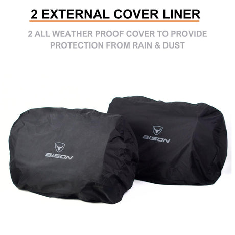 Bison ProGear Companion Saddle Bag 60L Waterproof Motorcycle Touring Saddlebags with Rain Covers