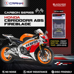 CRANK1 CFB093 carbon brake pads for Honda CBR1000RR ABS Fireblade 2014-2016