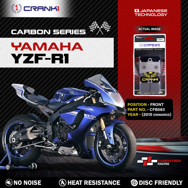CRANK1 Carbon Brake Pads CFB083 Front for Yamaha YZF-R1 2015 Onwards Carbon Kevlar Motorcycle Disc Brake Pads 2 Sets