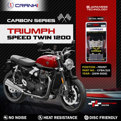CRANK1 Carbon Brake Pads CFB4/223 Front for Triumph Speed Twin 1200 2019-2020 Carbon Kevlar Motorcycle Disc Brake Pads 2 Sets