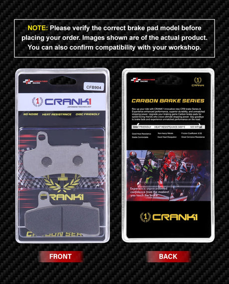 CRANK1 Carbon Brake Pads CFB904 for Harley-Davidson Touring Road King Front
