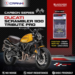 CRANK1 Carbon Front Brake Pads CFB036 for Ducati Scrambler 1100 Tribute Pro 2022-2023 Motorcycle Brake Pads 2 Sets