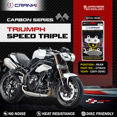 CRANK1 Carbon Rear Brake Pads CFB412 for Triumph Speed Triple 2011-2016 Performance Motorcycle Brake Pads