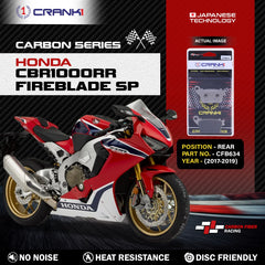 CRANK1 Carbon Rear Brake Pads CFB634 for Honda CBR1000RR Fireblade SP 2017-2019 High Performance Kevlar Motorcycle Brake Pads