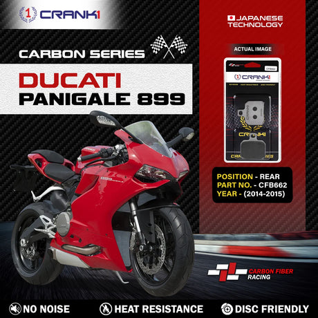 CRANK1 Carbon Rear Brake Pads CFB662 for Ducati Panigale 899 (2014–2015)