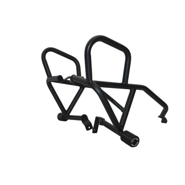 MotoCare crash guard with dual sliders installed on Hero Xpulse motorcycle providing engine protection and rugged styling