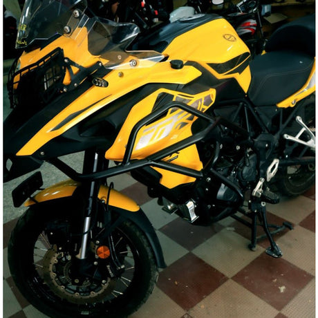 Motocare crash guard installed on Benelli TRK 502