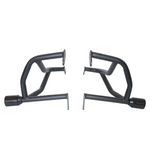 MotoCare crash guard with dual sliders installed on Honda CB350 for engine protection