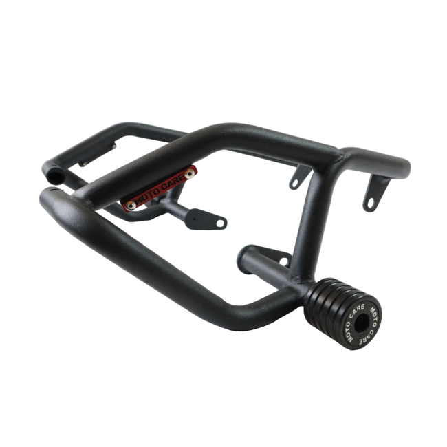 MotoCare crash guard with dual sliders for Jawa 42 front view