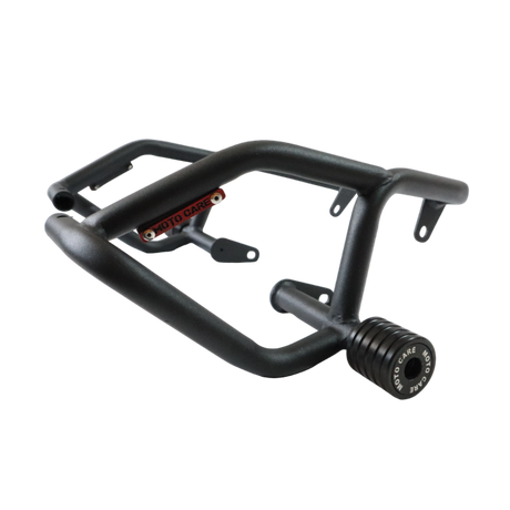 MotoCare crash guard with dual sliders for Jawa 42 front view