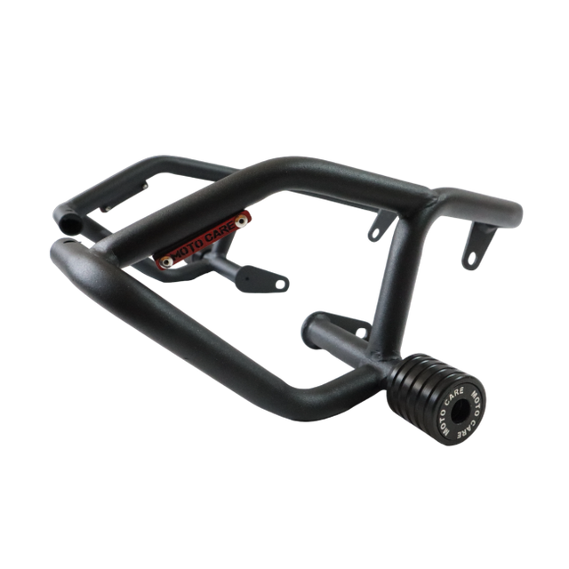 MotoCare crash guard with dual sliders for Jawa 42 front view