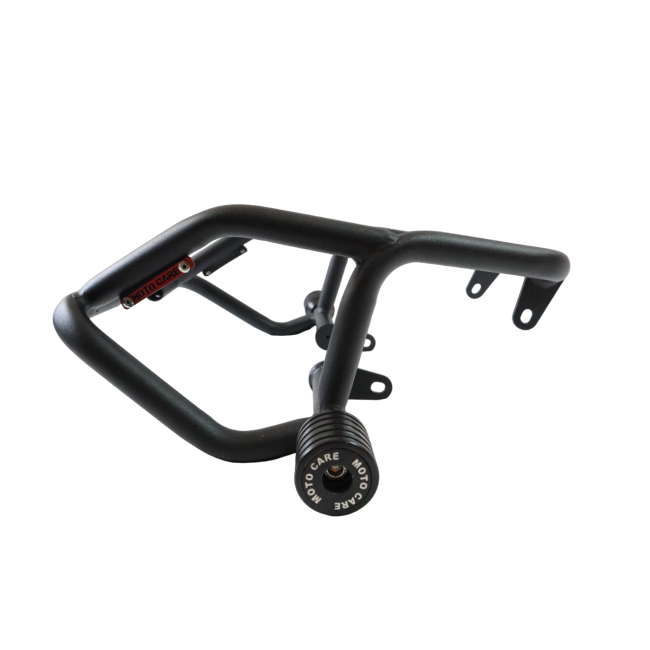 MotoCare crash guard with dual sliders for Jawa 42 front view