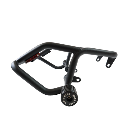 MotoCare crash guard with dual sliders for Jawa 42 front view