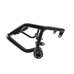 MotoCare crash guard with dual sliders for Jawa 42 front view