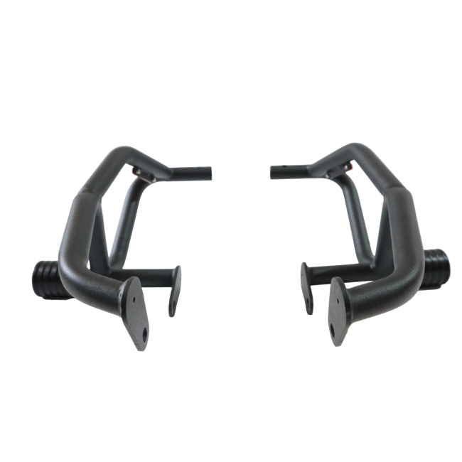 MotoCare crash guard with dual sliders for Jawa 42 front view