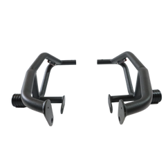 MotoCare crash guard with dual sliders for Jawa 42 front view