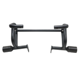 MotoCare crash guard with dual sliders installed on Jawa 42 Bobber motorcycle for engine and frame protection during impact