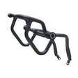 MotoCare crash guard with dual sliders installed on Jawa 42 FJ motorcycle for engine and frame protection during impact