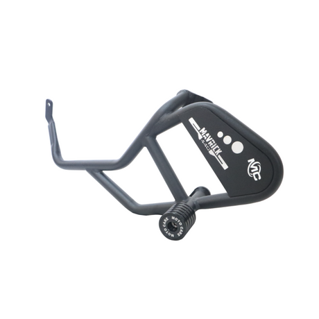 MotoCare crash guard with dual sliders installed on Hero Mavrick 440 motorcycle providing engine protection and rugged styling