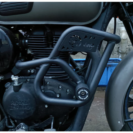 MotoCare crash guard with dual sliders for Royal Enfield Classic 350 Reborn