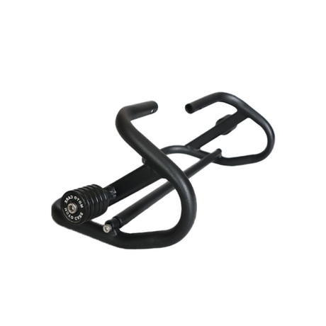 MotoCare crash guard with dual sliders mounted on Yezdi Roadster 2024 showing engine protection and impact safety design