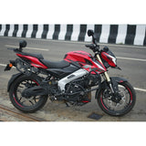 MotoCare Crash Guard with Dual Sliders installed on Bajaj Pulsar NS400Z showing engine protection and rugged premium finish