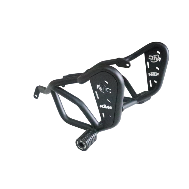 Motocare crash guard with dual sliders for KTM Duke 250
