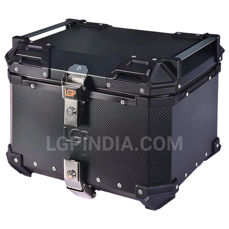 LGP 45L motorcycle top box with carbon finish and backrest

