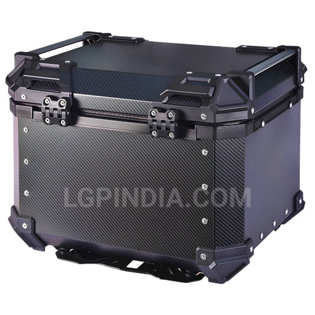 LGP 45L motorcycle top box with carbon finish and backrest

