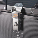 LGP 45L motorcycle top box with carbon finish and backrest

