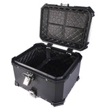 LGP 45L motorcycle top box with carbon finish and backrest

