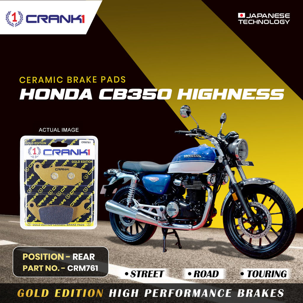 CRANK1 Ceramic Rear Brake Pads CRM761 for Honda CB350 Hness HH Rated