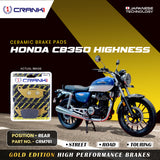 CRANK1 Ceramic Rear Brake Pads CRM761 for Honda CB350 Hness HH Rated