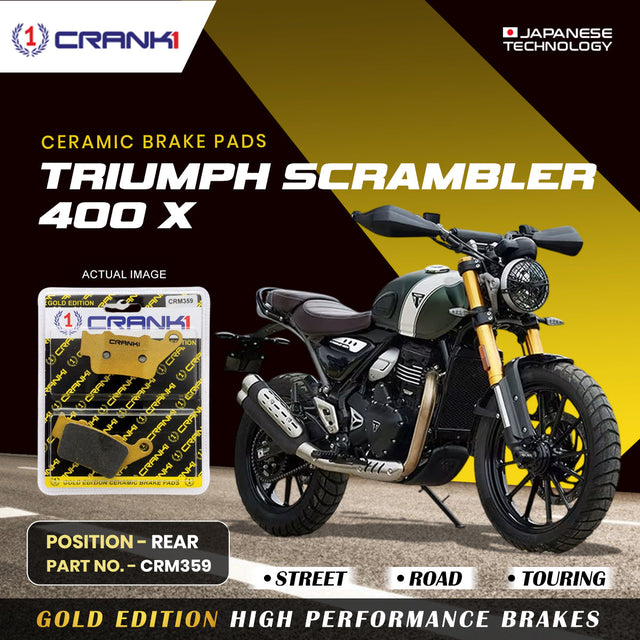 CRANK1 Ceramic Rear Brake Pads CRM359 for Triumph Scrambler 400 X HH Rated