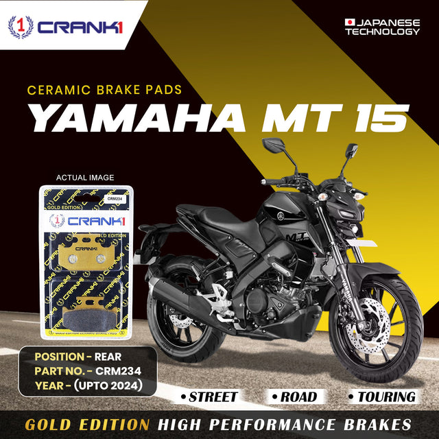 Crank1 CRM234 ceramic rear brake pads for Yamaha MT-15

