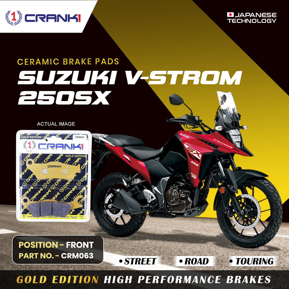 CRANK1 ceramic front brake pads for Suzuki V-Strom 250SX CRM063