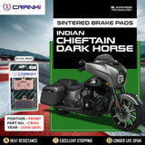 CRANK1 CB743 Sintered Front Brake Pads for Indian Chieftain Dark Horse (2018-2019) - Premium Performance Motorcycle Brake Pads
