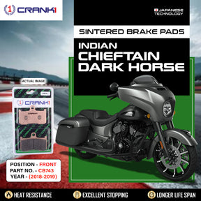 CRANK1 CB743 Sintered Front Brake Pads for Indian Chieftain Dark Horse (2018-2019) - Premium Performance Motorcycle Brake Pads