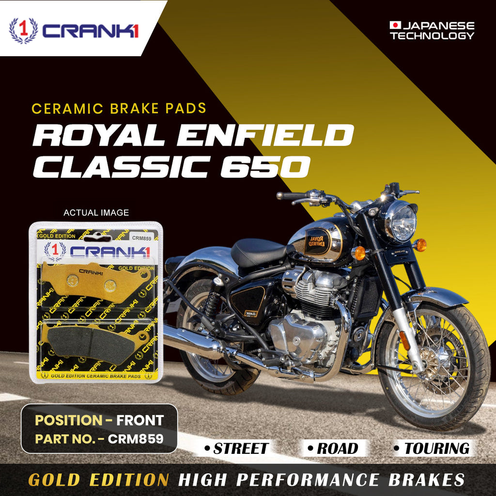 CRANK1 Ceramic Front Brake Pads CRM859 for Royal Enfield Classic 650 HH Rated Disc Brake Pads